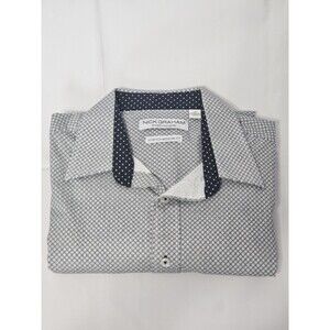 Nick Graham Shirt Mens Large L Button Front White Black All Over Print